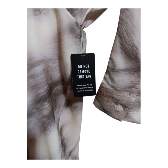 Express NWT Neutral Watercolor Portofino Half Button Up Midi Shirt Dress NWT - Picture 6 of 15